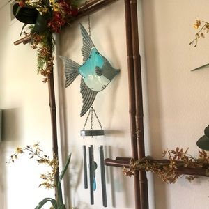 Large Blown Glass Angel Fish Beach WIND CHIME